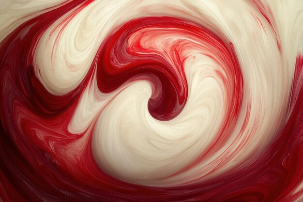 Photo a red and white painting of a red and white swirl