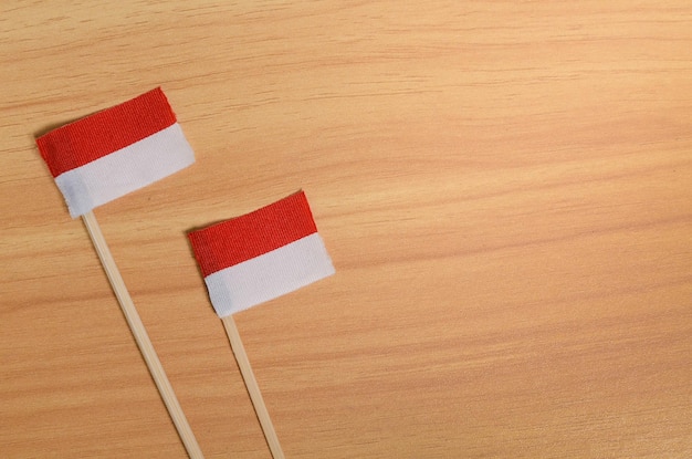 Red and white ribbon with blank space for background concept of celebrating Indonesian independence and Indonesian national day