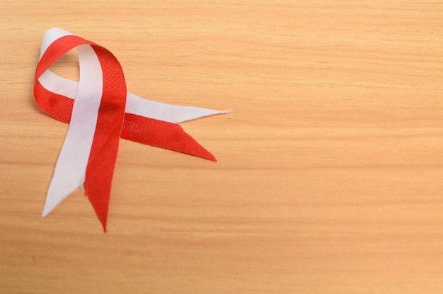 Red and white ribbon with blank space for background concept of celebrating Indonesian independence and Indonesian national day