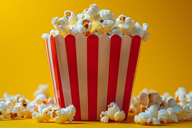 Red and White Striped Bucket Filled With Popcorn