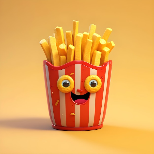 A red and white striped container with a smiling face and a smiling face.