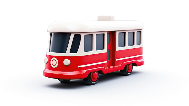 A red and white toy train with the number 3 on the front.