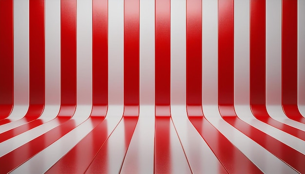 Photo a red and white wall with a white and red striped pattern