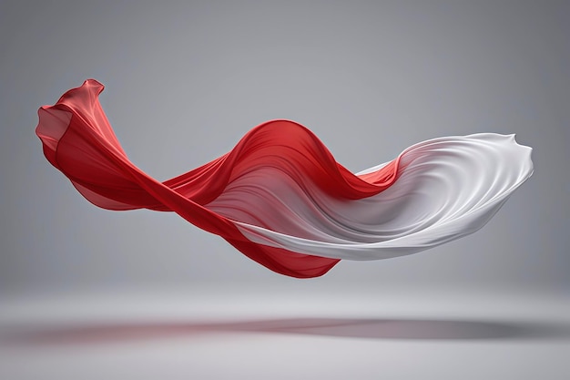 Photo a red and white wave with the red and white lines of the tail