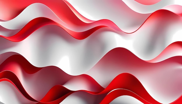 a red and white wave with a white background