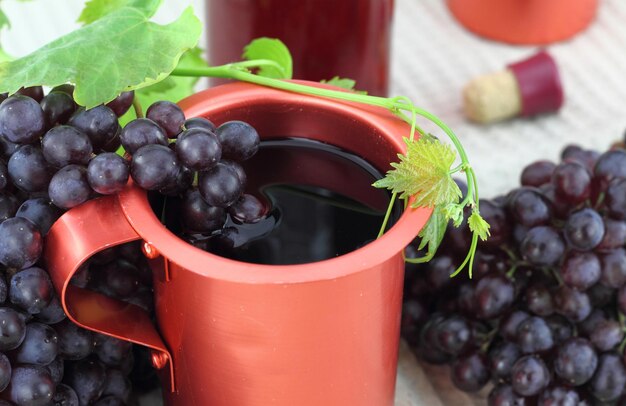 Red wine in a bronze pot