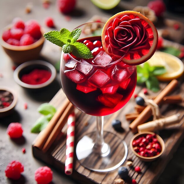 red wine garnish cocktail idea