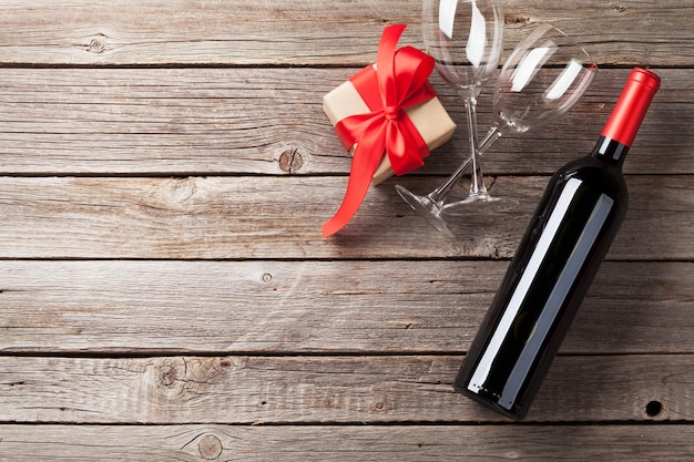 Red wine and gift box