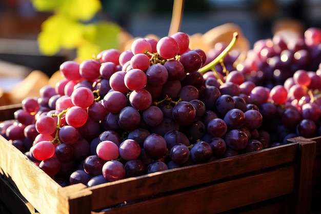 Red wine grapes after collecting in a vineyard