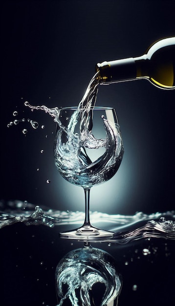 Red Wine Pouring Into Glass With Splashing Water Droplets