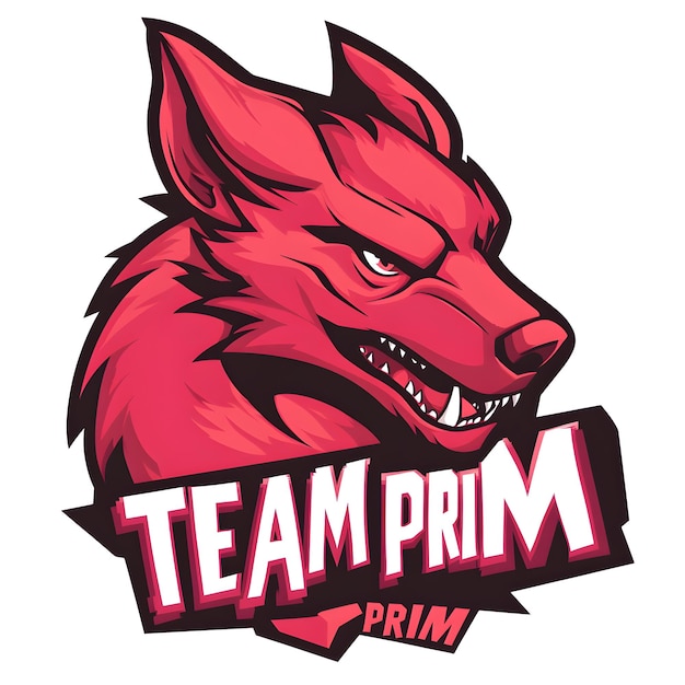 Photo a red wolf logo with the word team on it