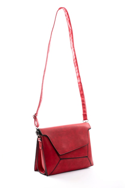 Red Women's handbag on white background