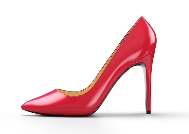 Red womens shoes on a white background 3D rendering illustration