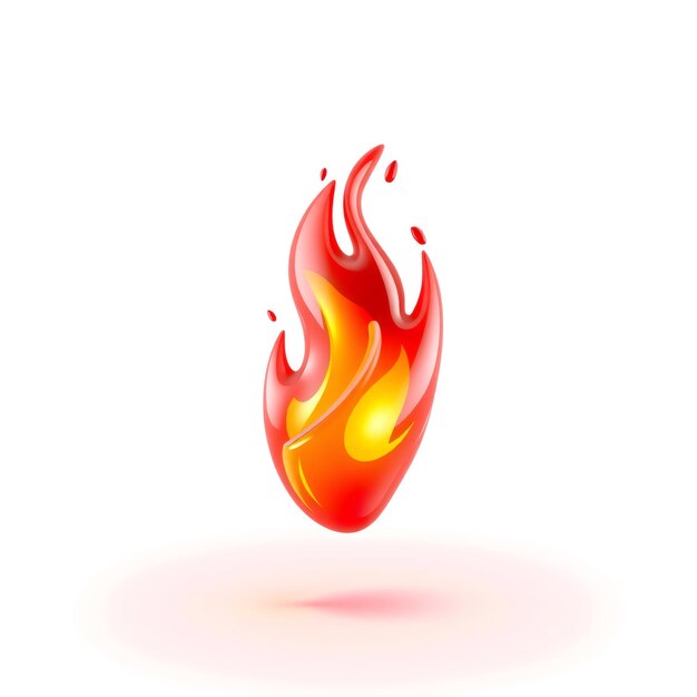 Photo red and yellow 3d fire flame isolated on white background