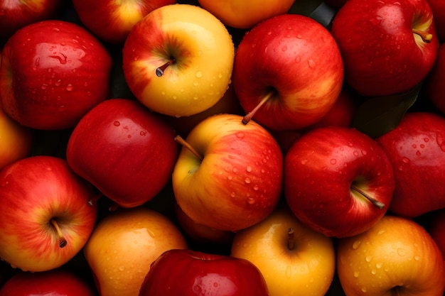 Red and yellow apples Background