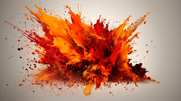 Red Yellow Explosion Lively White Background