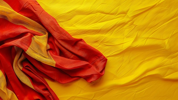 Photo a red and yellow fabric with a yellow background that says  the red