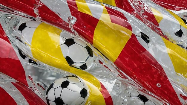 Photo a red and yellow flag with a yellow stripe and the word soccer on it