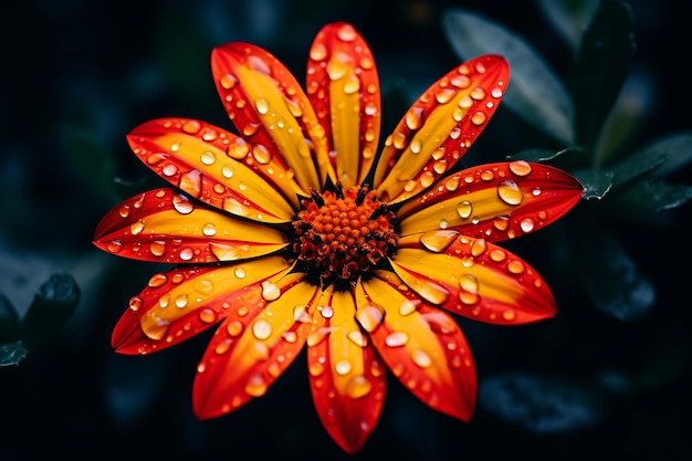 Red and yellow flower in bloom