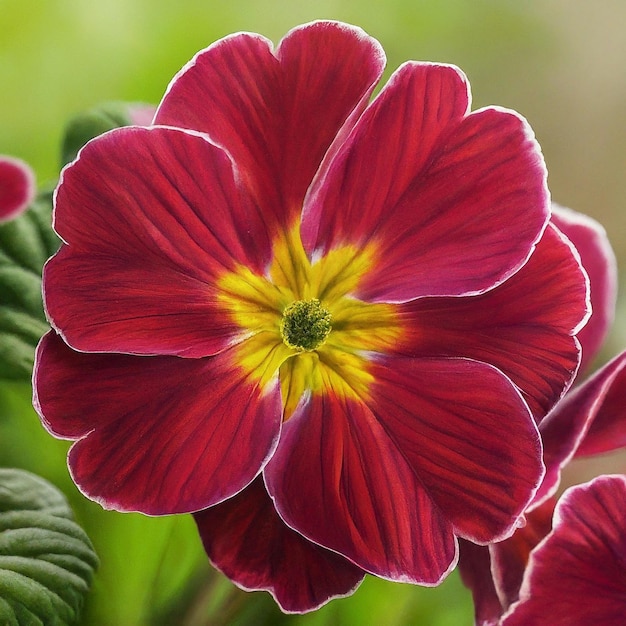 a red and yellow flower with yellow center and a yellow center