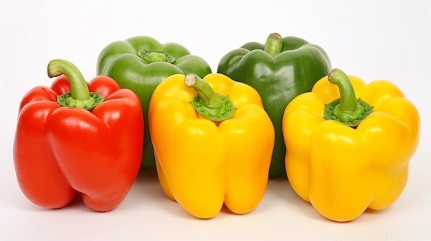 Red yellow and green bell peppers Bell pepper or Capsicum annuum Generative AI