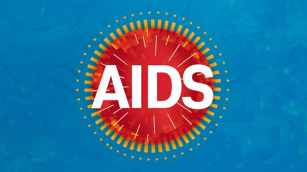 a red and yellow logo that says aids