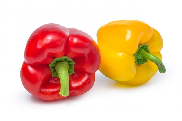 Red and yellow peppers isolated