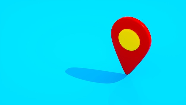 Red and yellow pin on a blue background