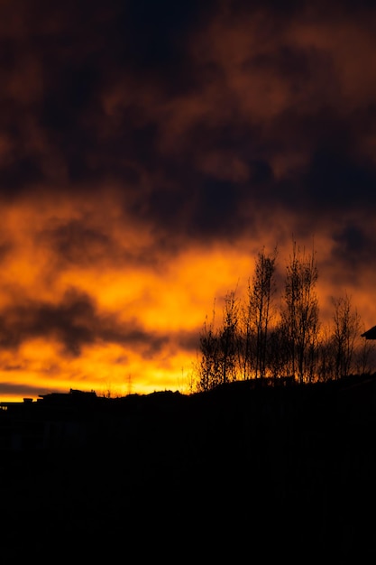 red and yellow sky with clouds beautiful sunset