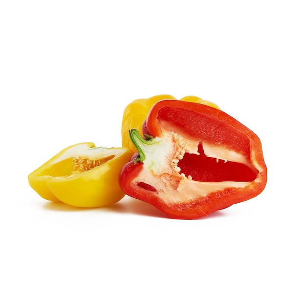 Red and yellow sweet peppers isolated