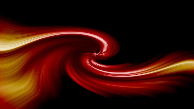 A red and yellow swirl in a black background