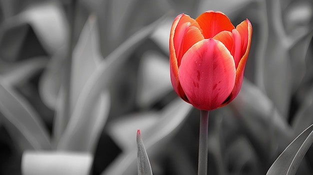 Photo a red and yellow tulip with the word quot on it