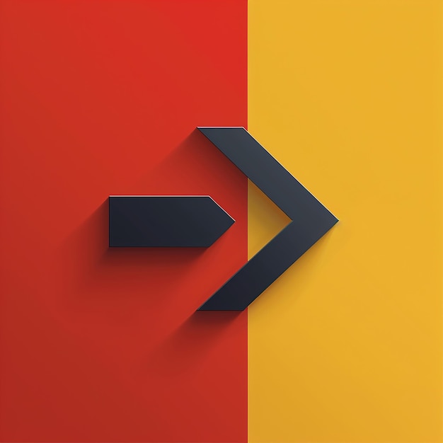 a red and yellow wall with an arrow pointing to the right