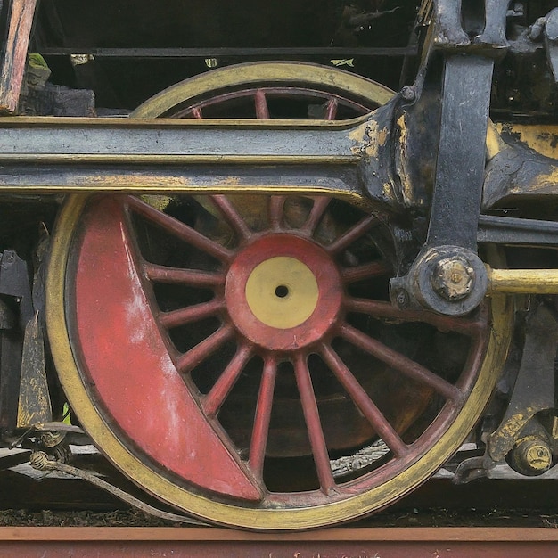 Photo a red and yellow wheel with a red circle on the side