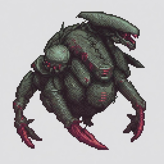 Redclawed predator in pixel art perfect for retro gaming enthusiasts