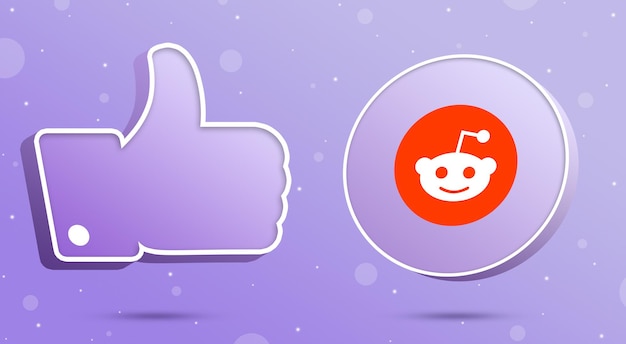 Reddit logo with thumbs up like icon 3d