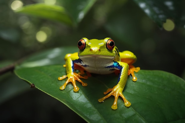 RedEyed Amazon Tree Frog on Large Palm LeafRedEyed Amazon Tree FrogRedEyed Amazon Tree Frog