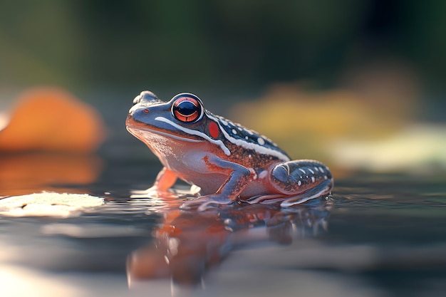 RedEyed Tree Frog Perched on Water