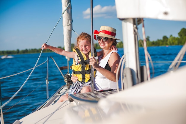 Redhaired girl on a yacht