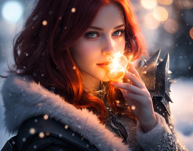 redhead in winter