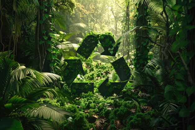 Reduce Reuse Recycle Symbol in Untouched Jungle