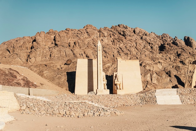 Reduced replicas of the main ancient Egyptian attractions in the Bedouin village in the vicinity of the city of Sharm el Sheikh. Egypt