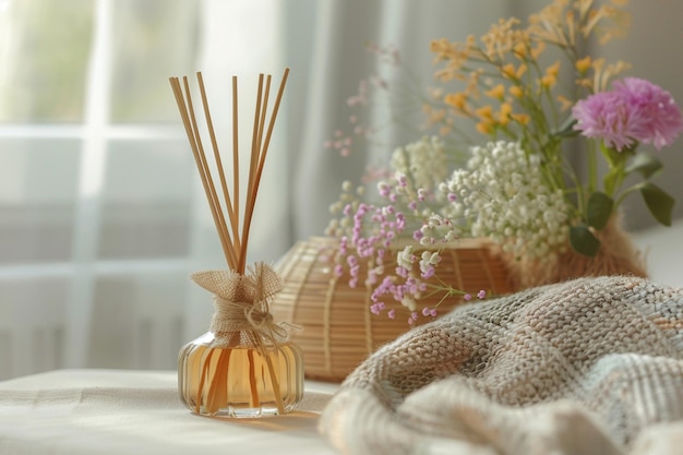 Photo reed diffuser bottle table