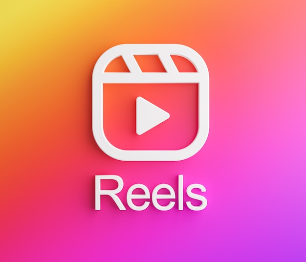 Photo reels instagram logo. new feature social media app 3d rendering