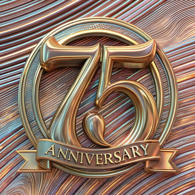 Photo refined 75th anniversary badge design for posters and packaging