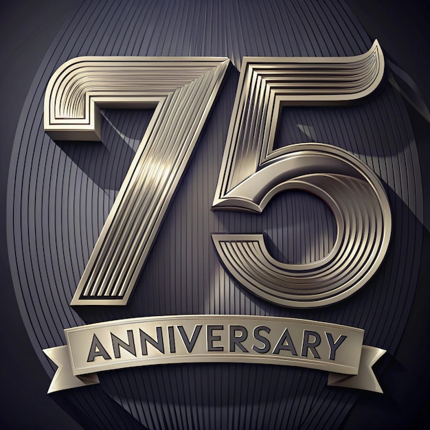 Photo refined 75th anniversary badge design for posters and packaging