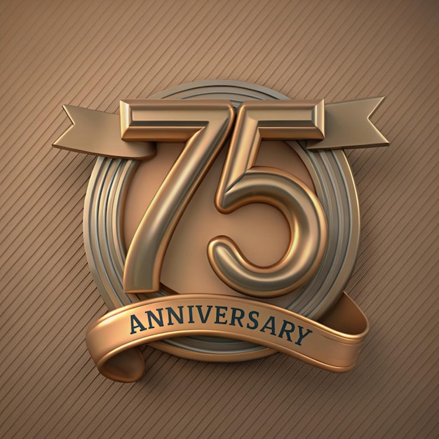 Photo refined 75th anniversary badge design for posters and packaging