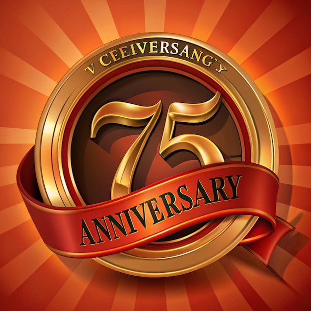 Photo refined 75th anniversary badge design for posters and packaging