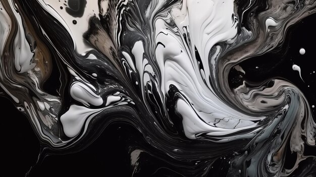 Refined Black and White Paint Spirals AI Generation