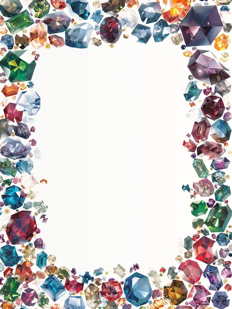 A refined border composed exclusively of gemstones emeralds diamonds rubies and sapphires